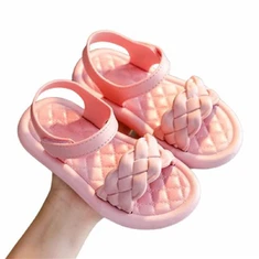 Pantofola nera per bebè con punta aperta